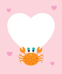 cute love card with crab vector