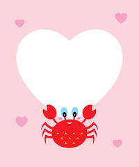 cute love card with crab vector