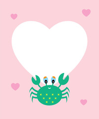 cute love card with crab vector