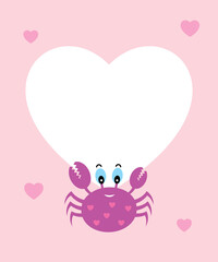 cute love card with crab vector