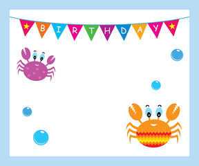 cute crab birthday invitation card