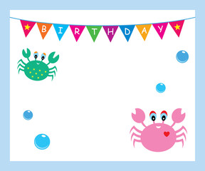 cute crab birthday invitation card