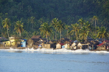 fishing village seaside view 8 waves crashing