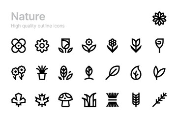 Nature vector icons. Flowers and plants.