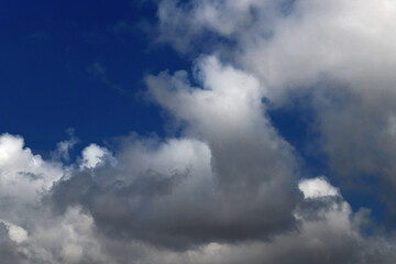 White cotton clouds and blue sky