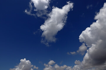 White cotton clouds and blue sky