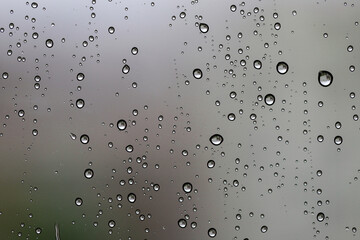 Naklejka na ściany i meble Water (rain) droplets on the glass