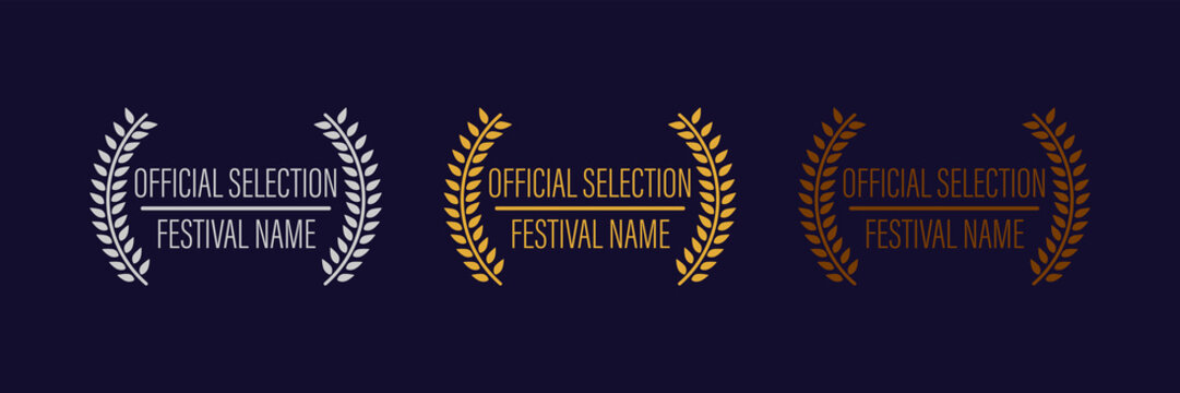 film movie award vector. laurel festival winner wreath. best cinema star icon. gold logo. celebrity branch prize. academy entertainment reel. reward emblem banner. olive palm.