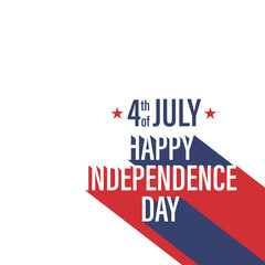 happy 4 fourth july vector independence day white background banner. usa american flag isolated. greeting celebration card. red blue poster. ribbon icon illustration