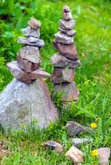 Stones in the garden in summer