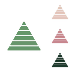 Fototapeta premium Maslow pyramid sign. Russian green icon with small jungle green, puce and desert sand ones on white background. Illustration.