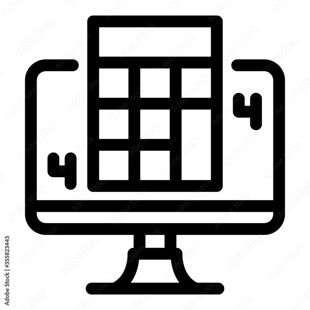 Poster calculator computer icon. outline calculator computer vector icon for web design isolated on white b