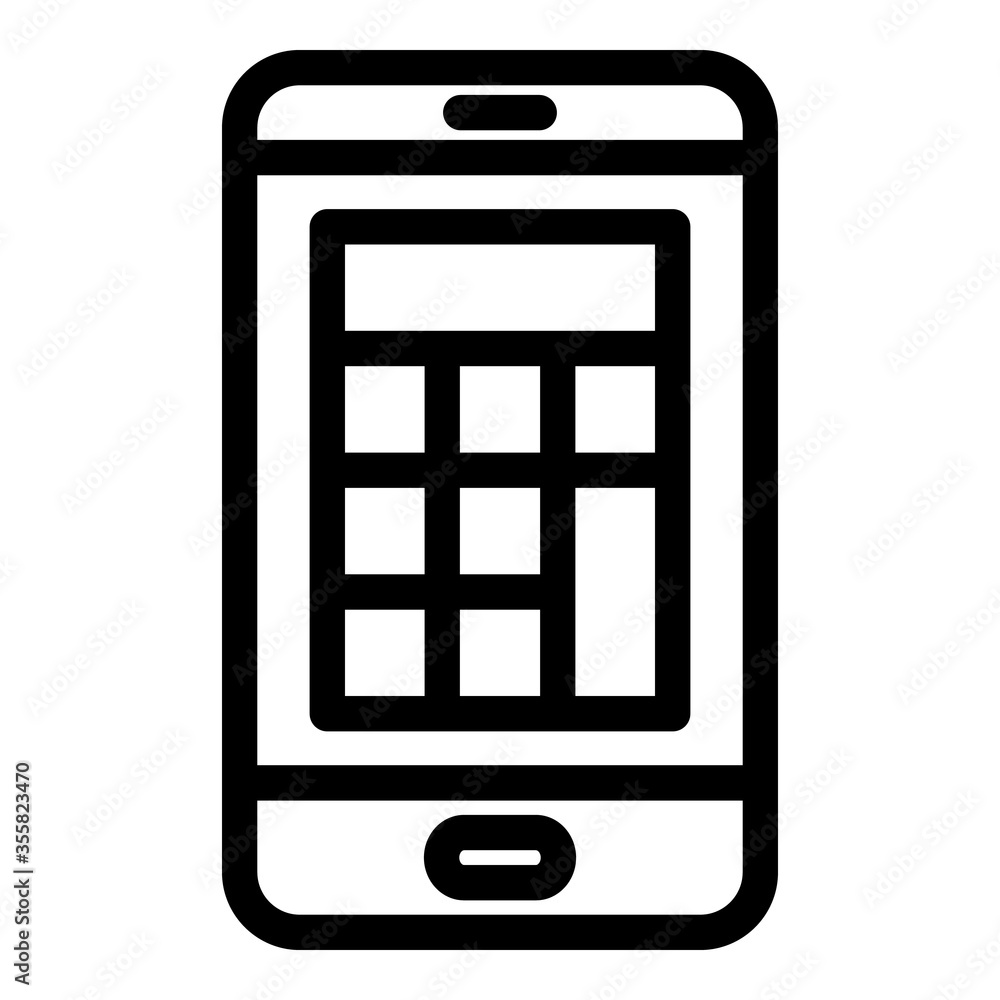 Poster calculator on phone icon. outline calculator on phone vector icon for web design isolated on white b