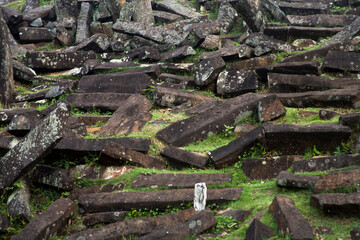 Random stones on megalithic sites, Gunung Padang, Cianjur, West Java, Indonesia