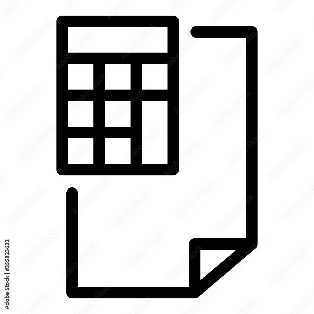 Poster paper sheet calculator icon. outline paper sheet calculator vector icon for web design isolated on w