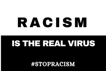Obraz premium Racism is the real virus stop racism Illustration showing a colored fist in protest. There is a huge protest going on in many cities of United States of America USA over the death of 