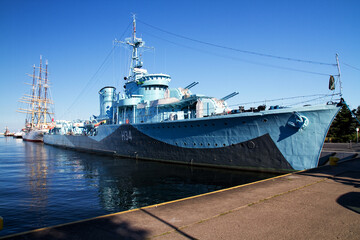 GDYNIA, POLAND - JUNE 30: Polish destroyer "ORP Blyskawica" preserved as a museum ship at the Baltic Sea in Gdynia on June 20, 2012. This destroyer served in the Polish Navy during World War II.