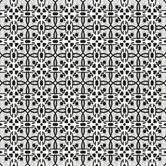 Fototapeta premium Geometric seamless tiles vector pattern. Monochrom seamless black design. Retro old mosaic tiles. Decorative textile background.