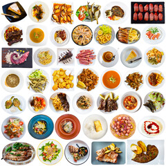 Set of traditional Spanish dishes