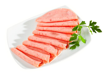 Sliced chopped pork sausage