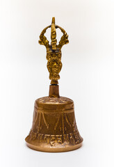 Indian bronze bell on a white background