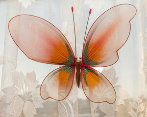 Decoration butterfly made of wire and fabric