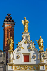 Fototapeta premium golden statue on City Hall of Bruges, Belgium
