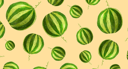 Watermelon pattern. Hand-drawn summer illustration. Tropical print for t-shirt, apparel, textile or wrapping.
