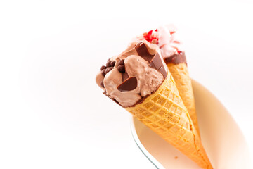 Ice cream in a white ceramic cup