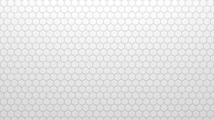 Abstract geometric background of extruded small white hexagons, 3D render illustration