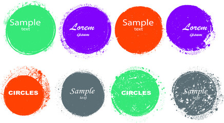 Grunge post Stamps Collection, Circles. Banners, Insignias , Logos, Icons, Labels and Badges Set . vector distress textures.blank shapes.