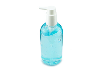 Alcohol blue gel isolated sanitizer hand gel cleaners for anti bacteria and virus on white backgrAound.

