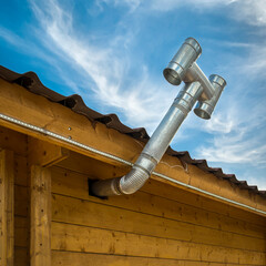 Wooden kiosk chimney and led strip light