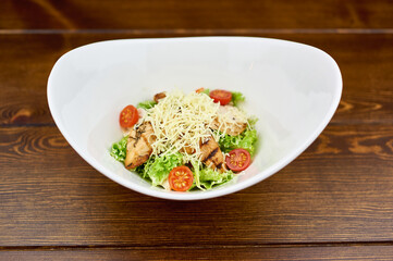 A bowl of food on a plate
