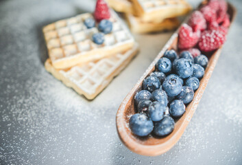 Healthy desert with raspberries and blueberries.