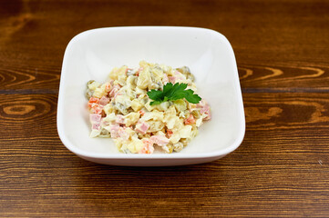 A bowl of food on a plate