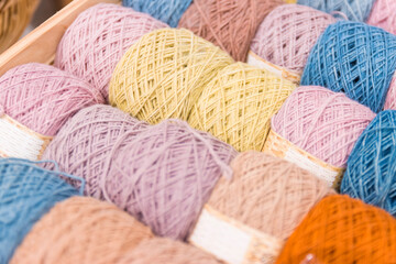 Yarn is suitable for use in the production of textiles, sewing, crocheting, knitting, weaving, embroidery
