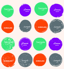 Grunge post Stamps Collection, Circles. Banners, Insignias , Logos, Icons, Labels and Badges Set . vector distress textures.blank shapes.