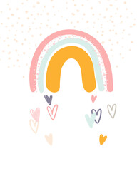 Poster with rainbow. Vector illustration for t-shirt prints, greeting cards, posters, room decor	
