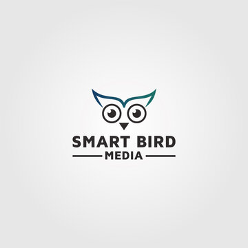 Owl logo design, photography media vector template 02