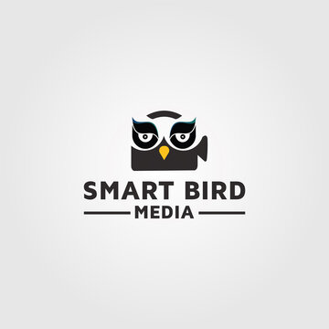 Owl logo design, photography media vector template.