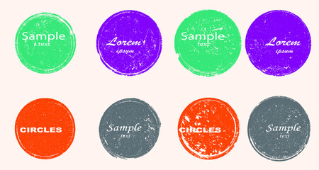 Grunge post Stamps Collection, Circles. Banners, Insignias , Logos, Icons, Labels and Badges Set . vector distress textures.blank shapes.