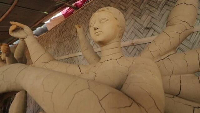 Durga murti making workshop Stock Video