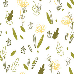 Vector pattern with leaves. Vector seamless pattern. Perfect for fabric, wallpaper, textile, wrapping paper or nursery decor