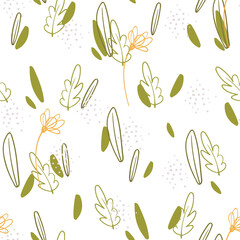Vector pattern with leaves. Vector seamless pattern. Perfect for fabric, wallpaper, textile, wrapping paper or nursery decor