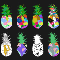 Pineapple fruit logo icon sign Abstract colorful geometric creative design Modern children's style Fashion print clothes apparel greeting invitation card banner badge poster flyer website Vector