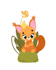 Poster with animals. Cartoon character. Vector illustration for t-shirt prints, greeting cards, posters, room decor