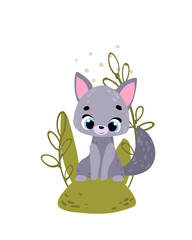 Poster with animals. Cartoon character. Vector illustration for t-shirt prints, greeting cards, posters, room decor