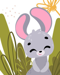 Poster with animals. Cartoon character. Vector illustration for t-shirt prints, greeting cards, posters, room decor