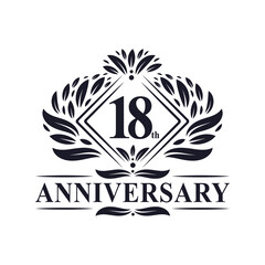 18 years Anniversary Logo, Luxury floral 18th anniversary logo.